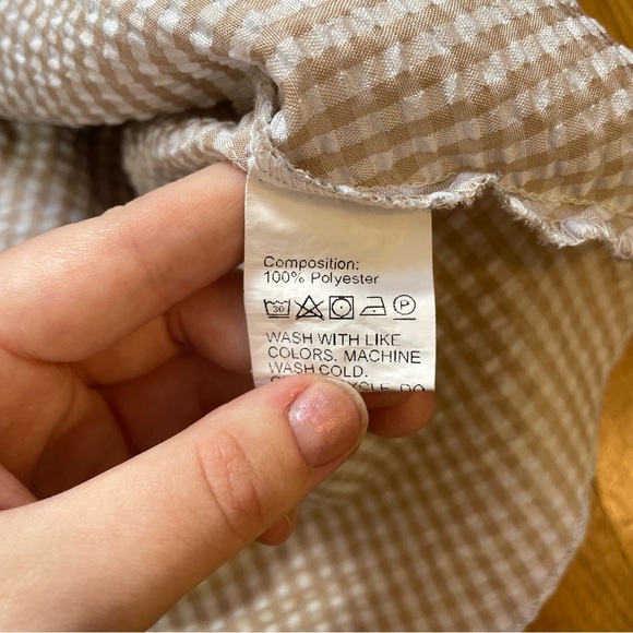 4/$25 Romwe Gingham Ruffle Seersucker Mini Skirt XS Beige Cottagecore Y2K Vibes - Picture 9 of 9